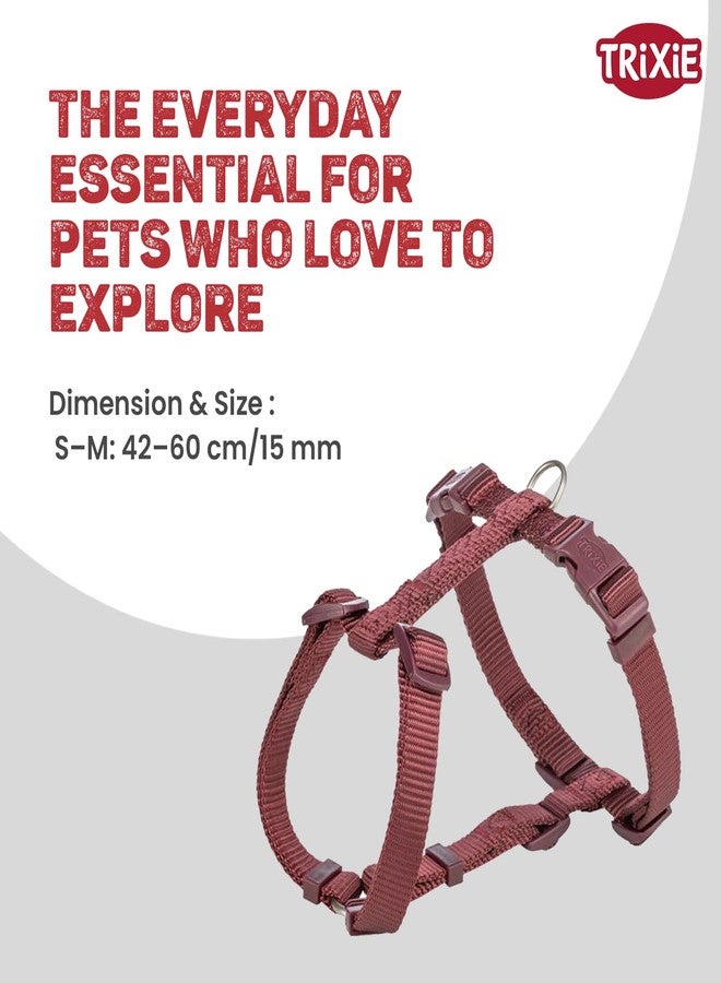 Trixie Premium H-Harness for Small to Medium Dogs, Adjustable 42-60 cm - Durable Dog Walking Harness, 15 mm Strap, Sangria Red - Image 3